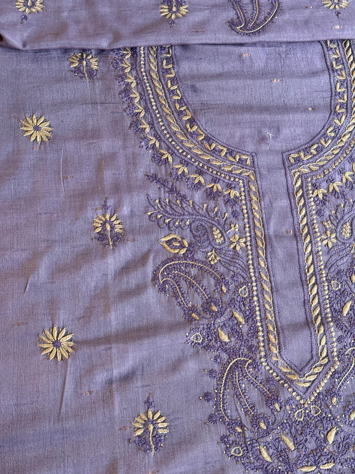Purple Shade Jamdani X Chikankari Unstitched Fabric