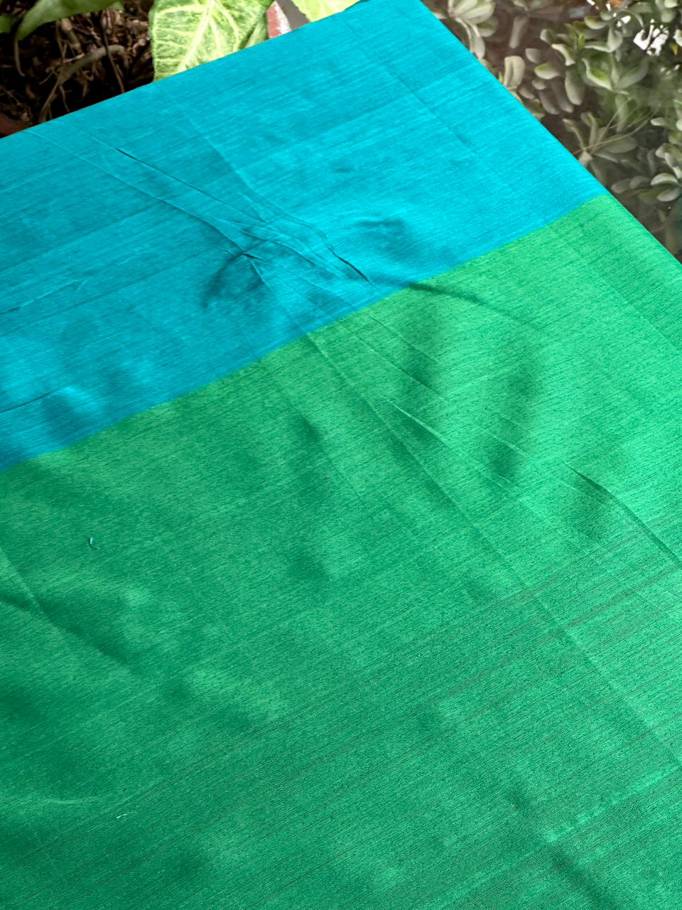 Blue Woven Butta Saree with Contrast Green Border