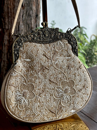 Beige Shade | Vintage Ari Mukaish Sling Bags