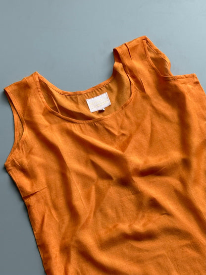 Orange Noor Organza Mukaish Badla Short Top With Bow Tie