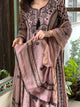 Plum Black Shade Malmal Pearl Work Chikankari Anarkali