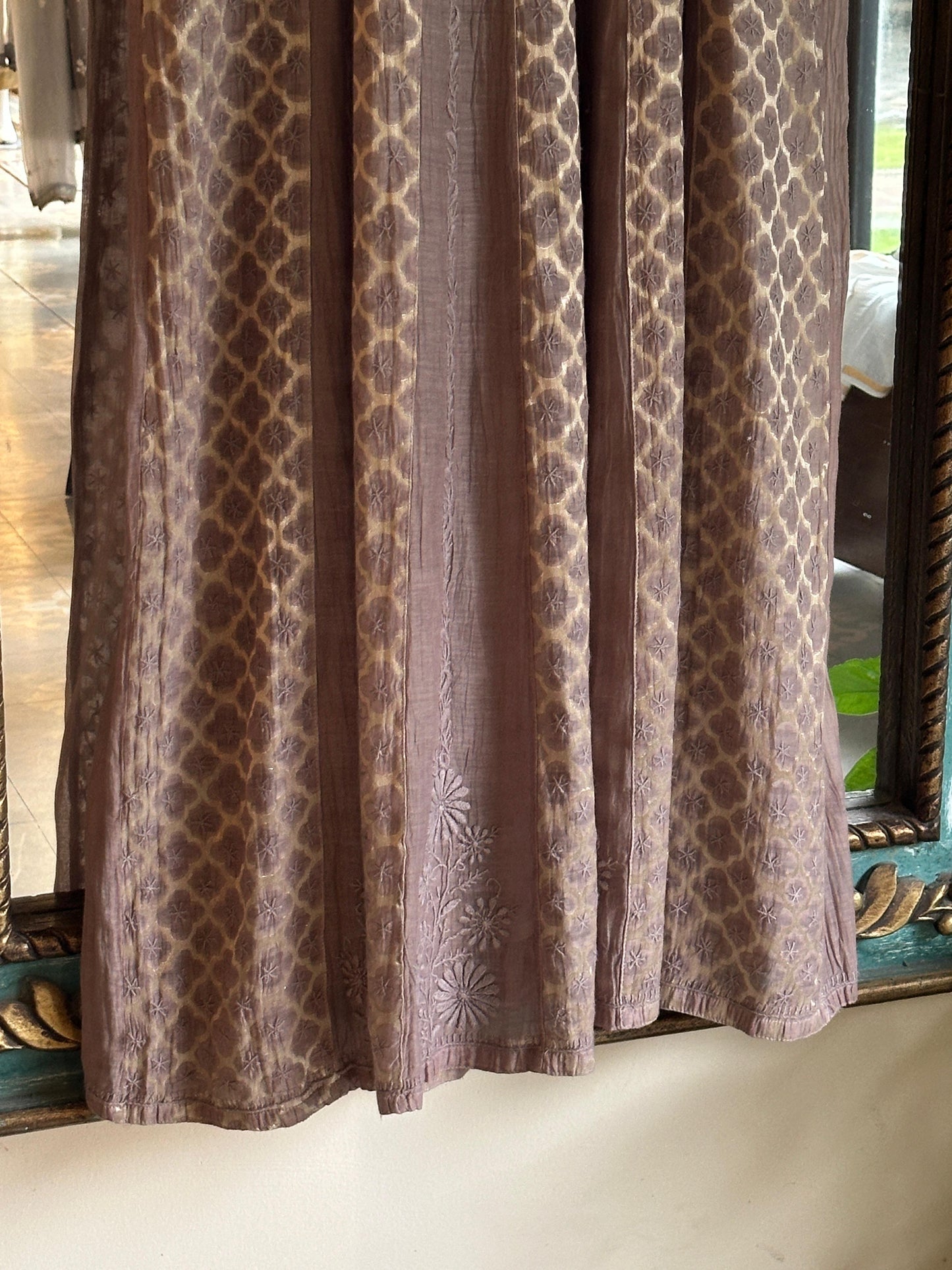 Brown Shade Zari Chanderi Chikankari Ready to Wear Tunics