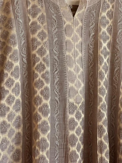 Brown Shade Zari Chanderi Chikankari Ready to Wear Tunics