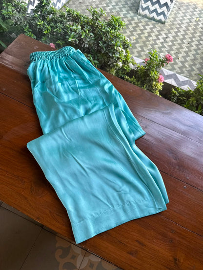 Fountain Blue Sico Chikankari Tux Style Kurta Set with Zardosi Work