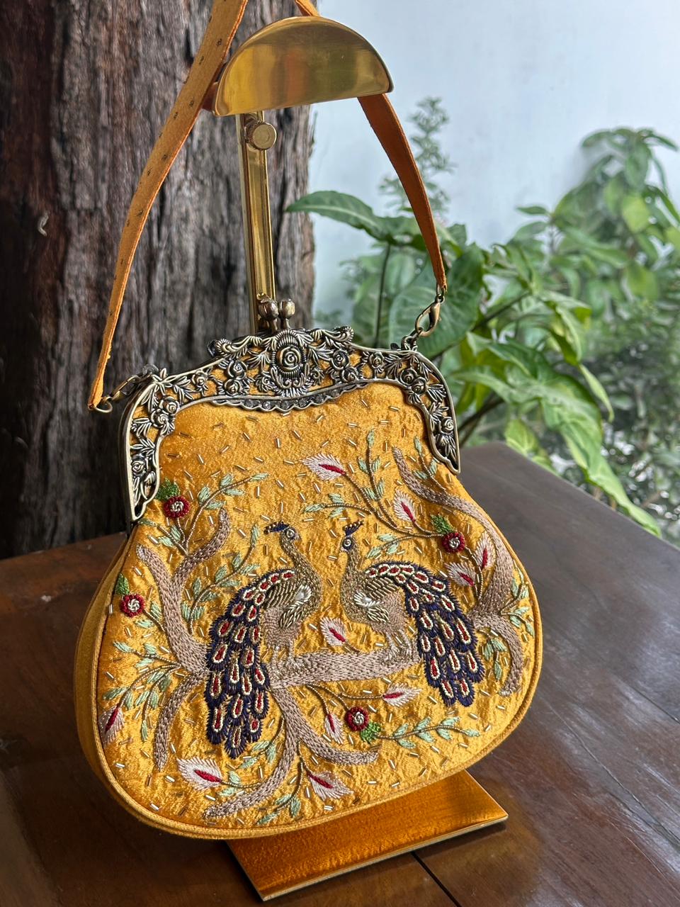 Mango Yellow | Vintage Ari Mukaish Sling Bags