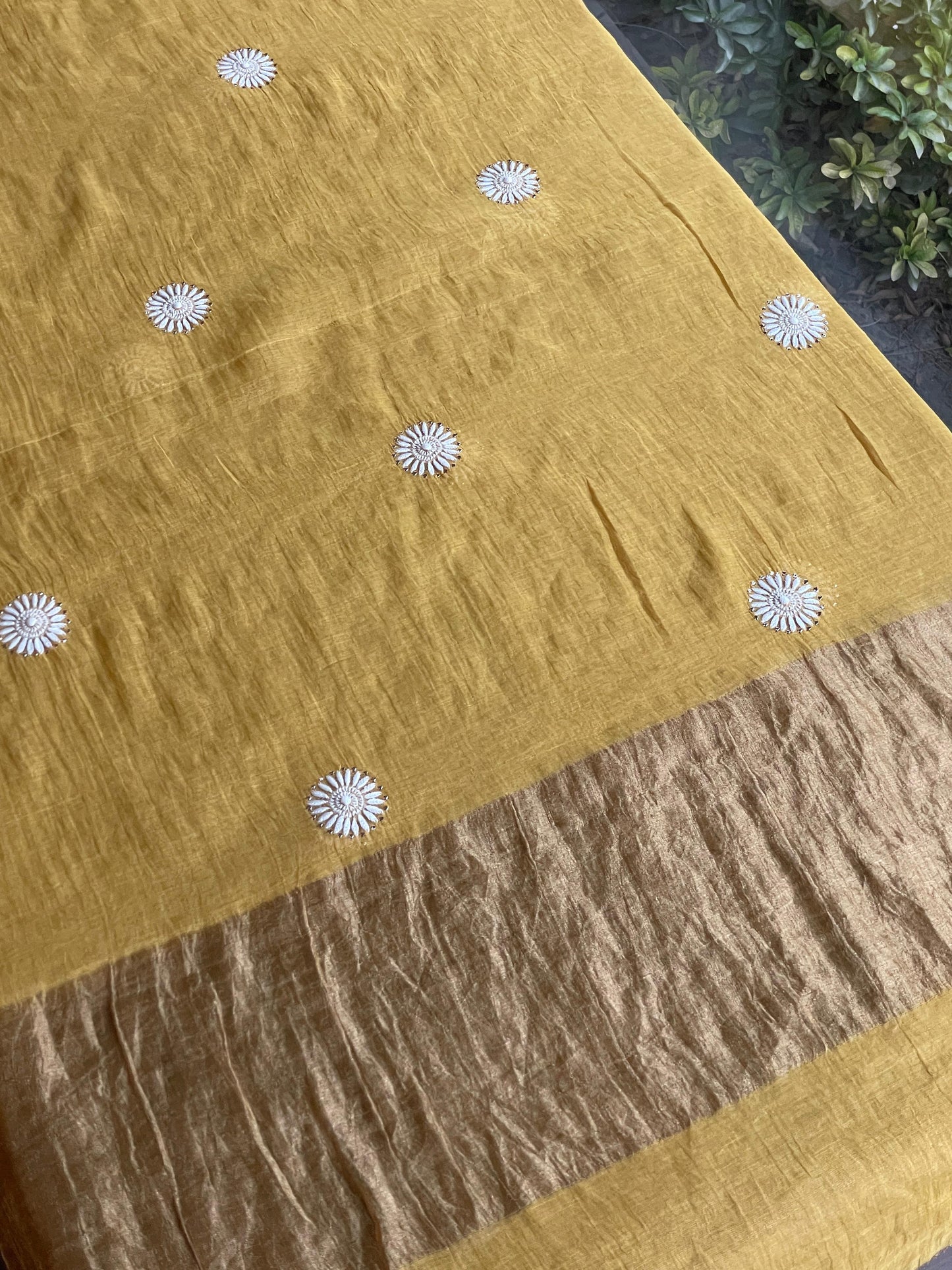 Gold Yellow Shade | Tissue Silk Chikankari Jaali Work Kurta Set