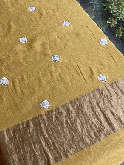 Gold Yellow Shade | Tissue Silk Chikankari Jaali Work Kurta Set