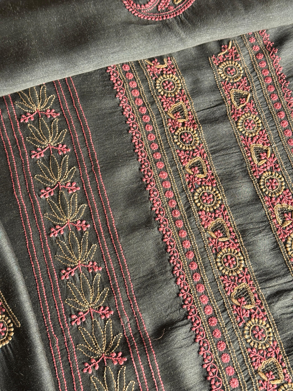 Blue Shade Moonga Silk Chikankari Men’s Kurta Fabric