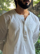 White Fine Chikankari Men's Cotton Kurta