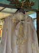 Grey Noor Organza Mukaish Badla Short Top With Bow Tie