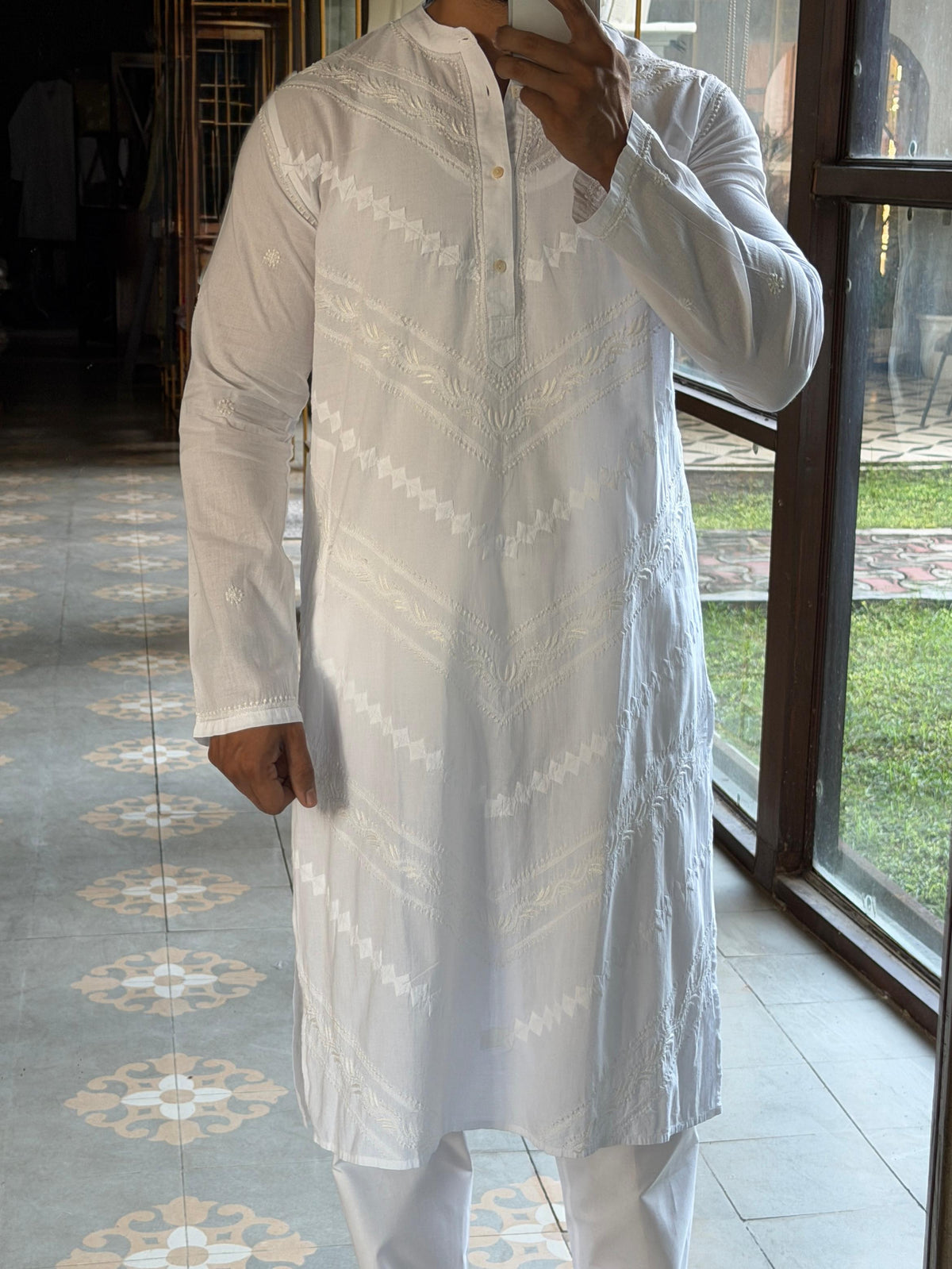Daraz Chikankari Muslin Cotton Men's Kurta
