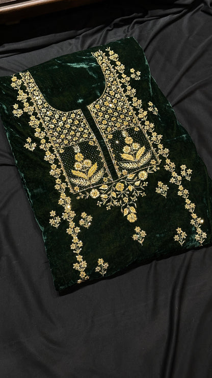 Midnight Moss Shade | Saman Velvet Ready To Wear Kurta Set