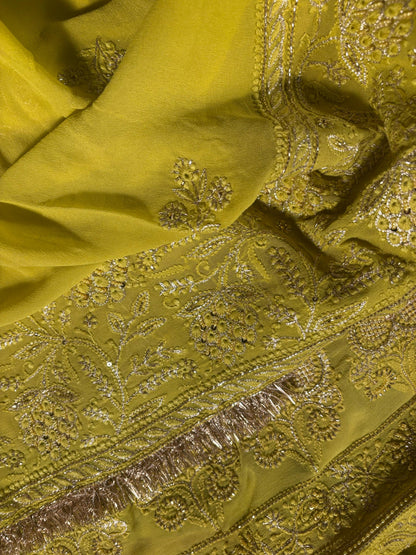 Neon Superfine Pure Georgette Chikankari Kurta Set