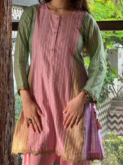 Multi Shade Kalidar Handloom Chikankari Farshi Sets
