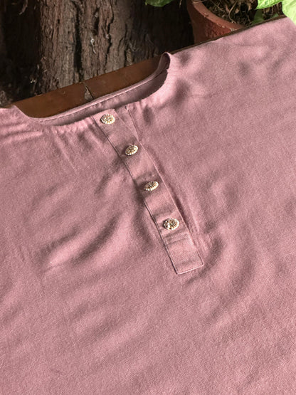 Dusty Pink Kashmiri Pashmina Phiran with Handcrafted Ari & Chikankari Embroidery