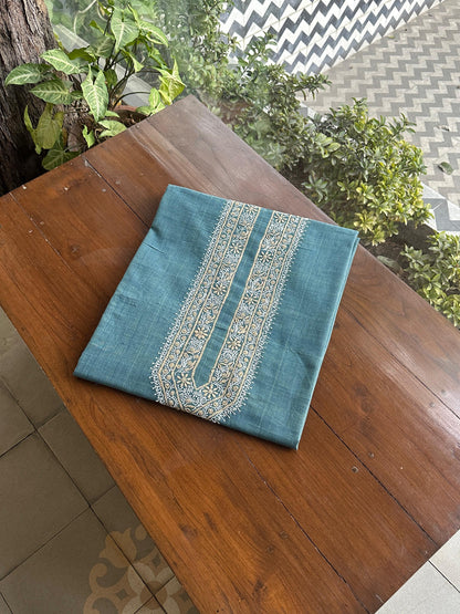 Teal Blue Malkha Handspun Khadi Kurtas Unisex Fabric
