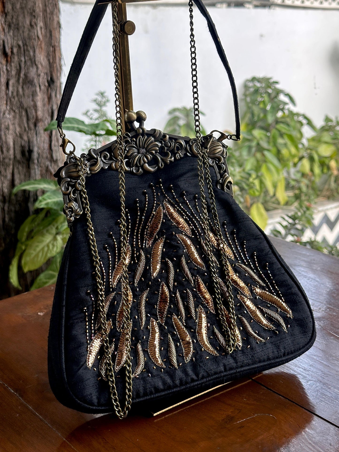 Black Shade | Vintage Ari Mukaish Sling Bags