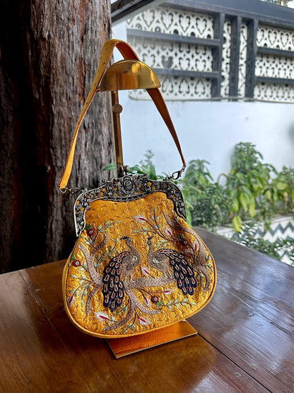 Mango Yellow | Vintage Ari Mukaish Sling Bags