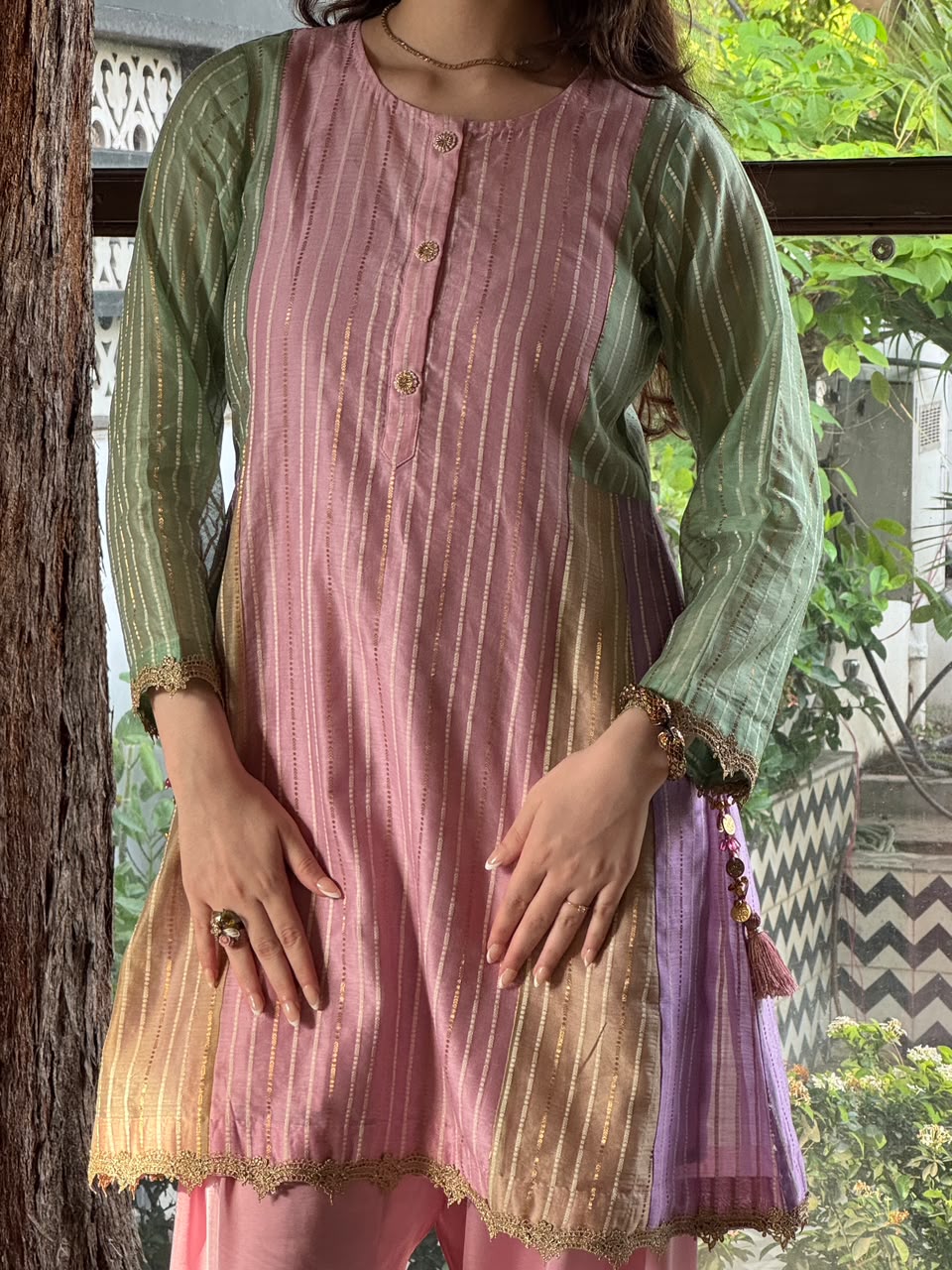 Multi Shade Kalidar Handloom Chikankari Farshi Sets