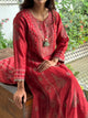 Brick Red Moonga Silk Chikankari Anarkali With Dupatta