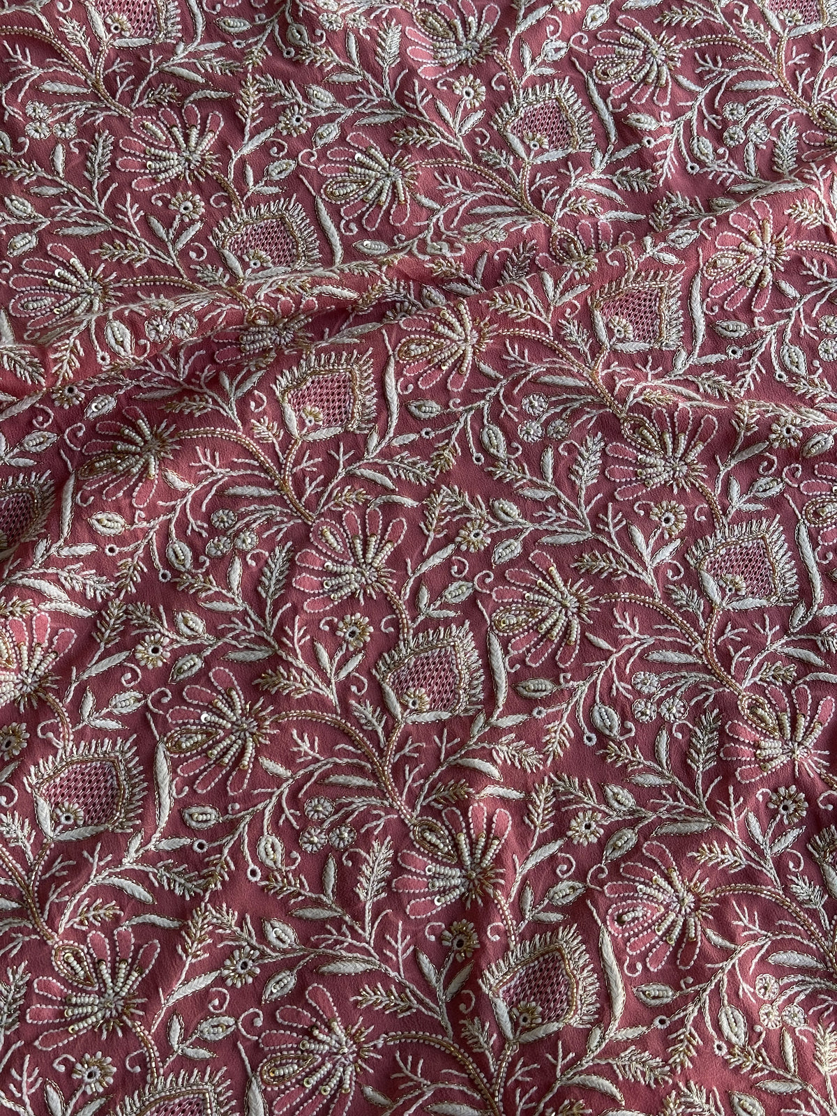 Pink Superfine Pure Georgette Chikankari Kurta Set