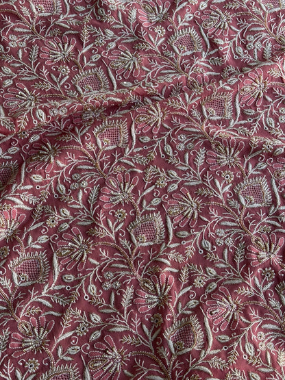 Pink Superfine Pure Georgette Chikankari Kurta Set