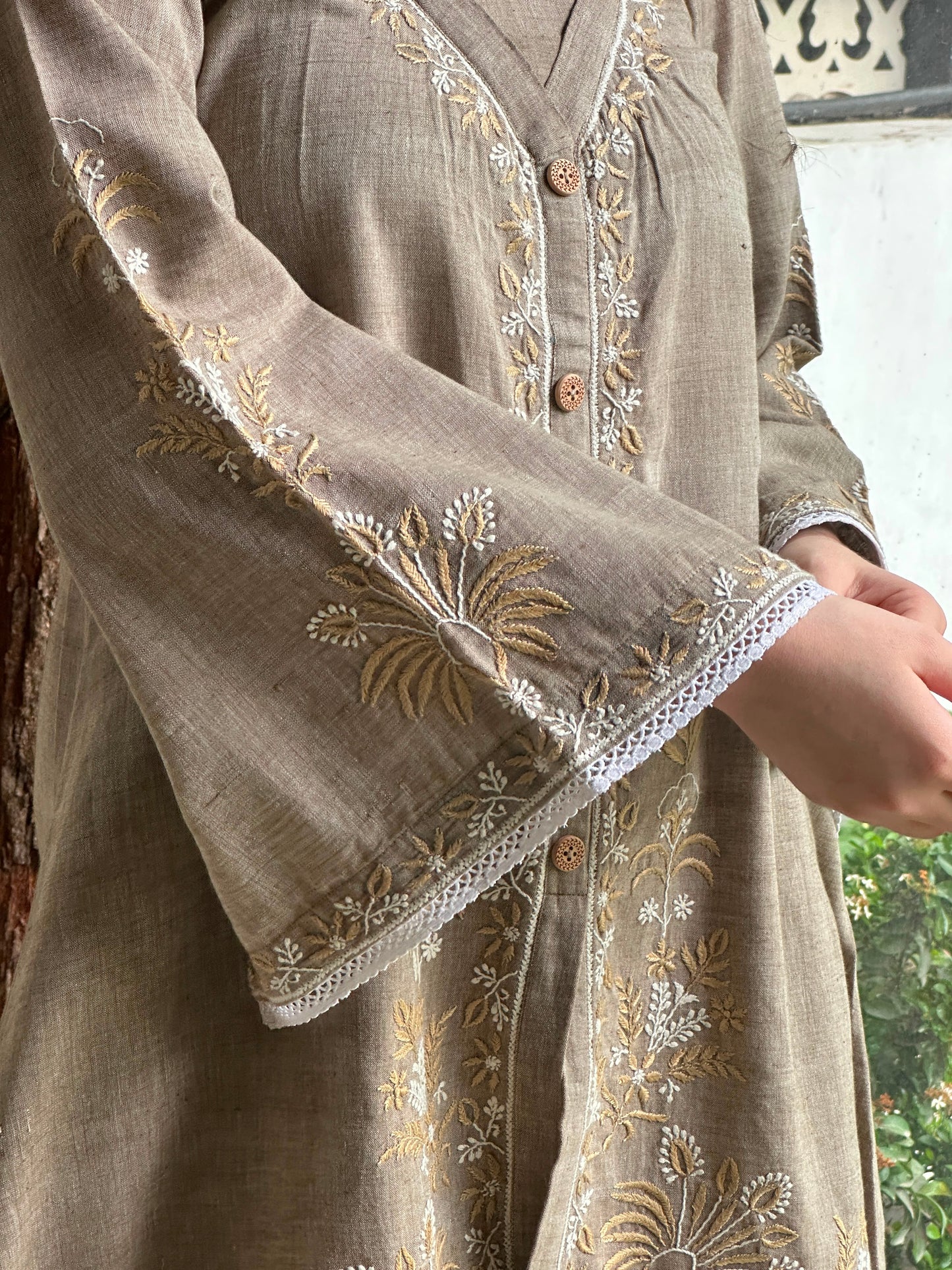 Cloudy Grey Malkha Cotton Chikankari Co-ord Set