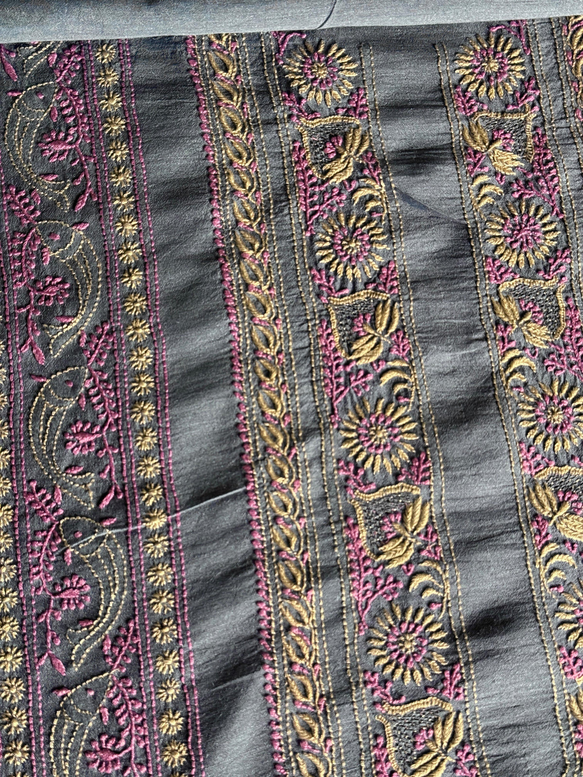 Blue Shade Moonga Silk Chikankari Men’s Kurta Fabric