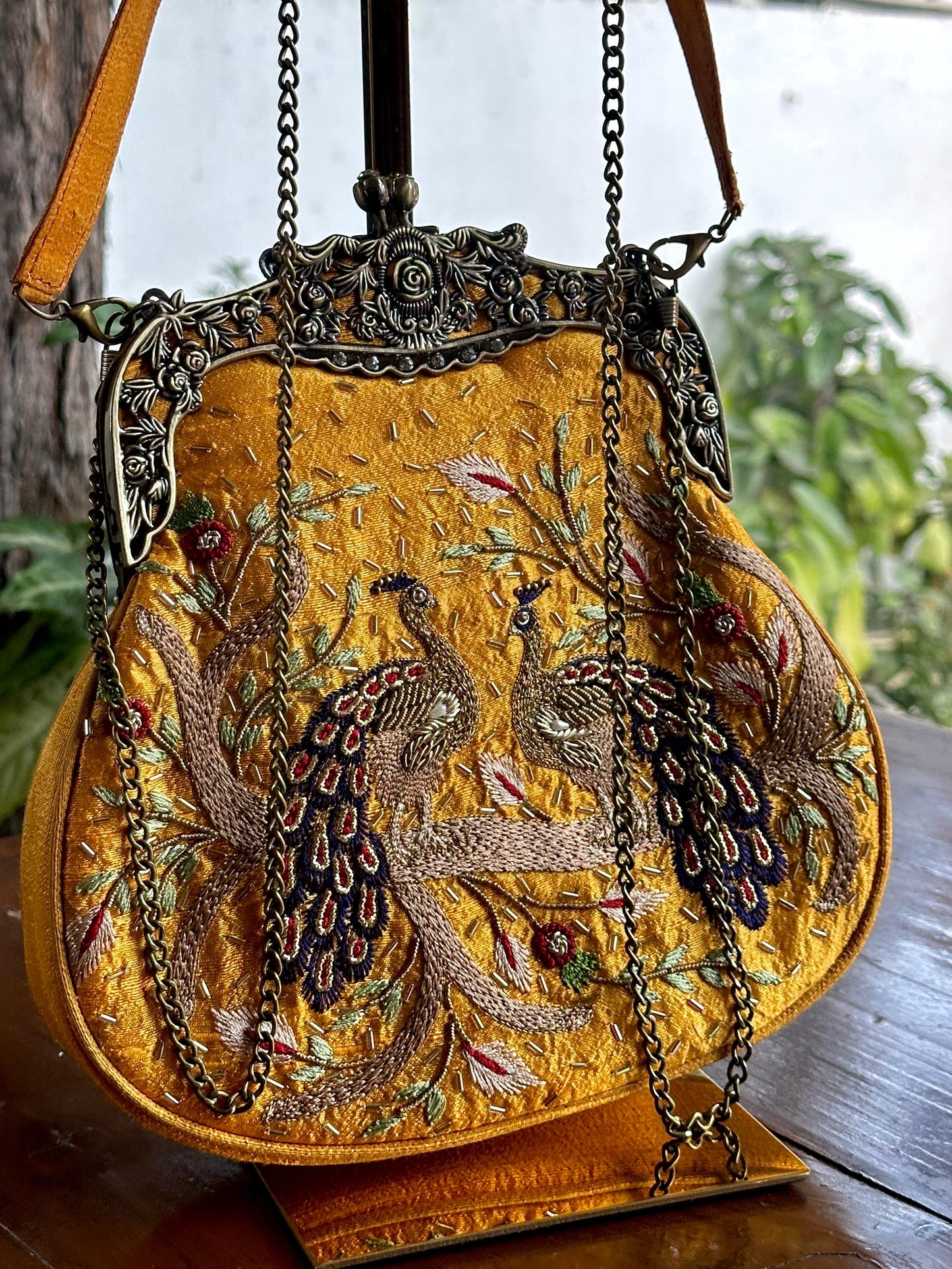 Mango Yellow | Vintage Ari Mukaish Sling Bags