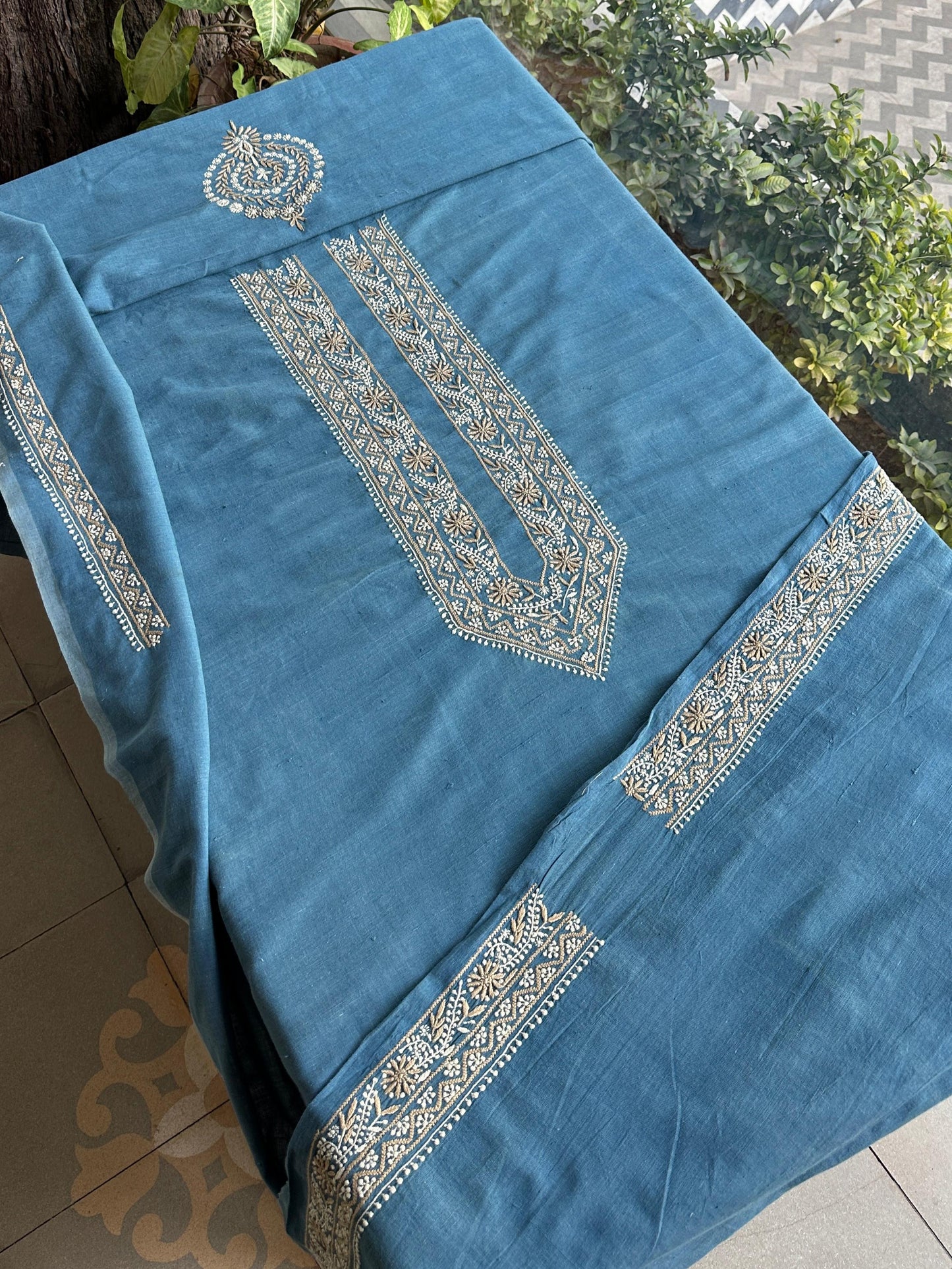 Denim Blue Malkha Handspun Khadi Kurtas Unisex Fabric