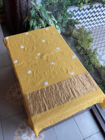 Gold Yellow Shade | Tissue Silk Chikankari Jaali Work Kurta Set