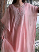 Pink Malmal Sequinned Chikankari Kaftan