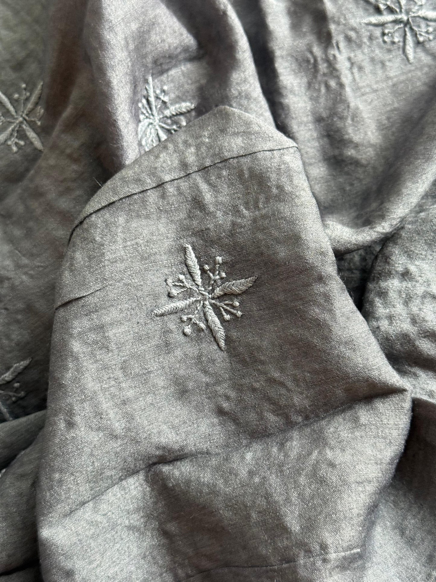 Grey Moonga Silk Chikankari Men’s Kurta Fabrics