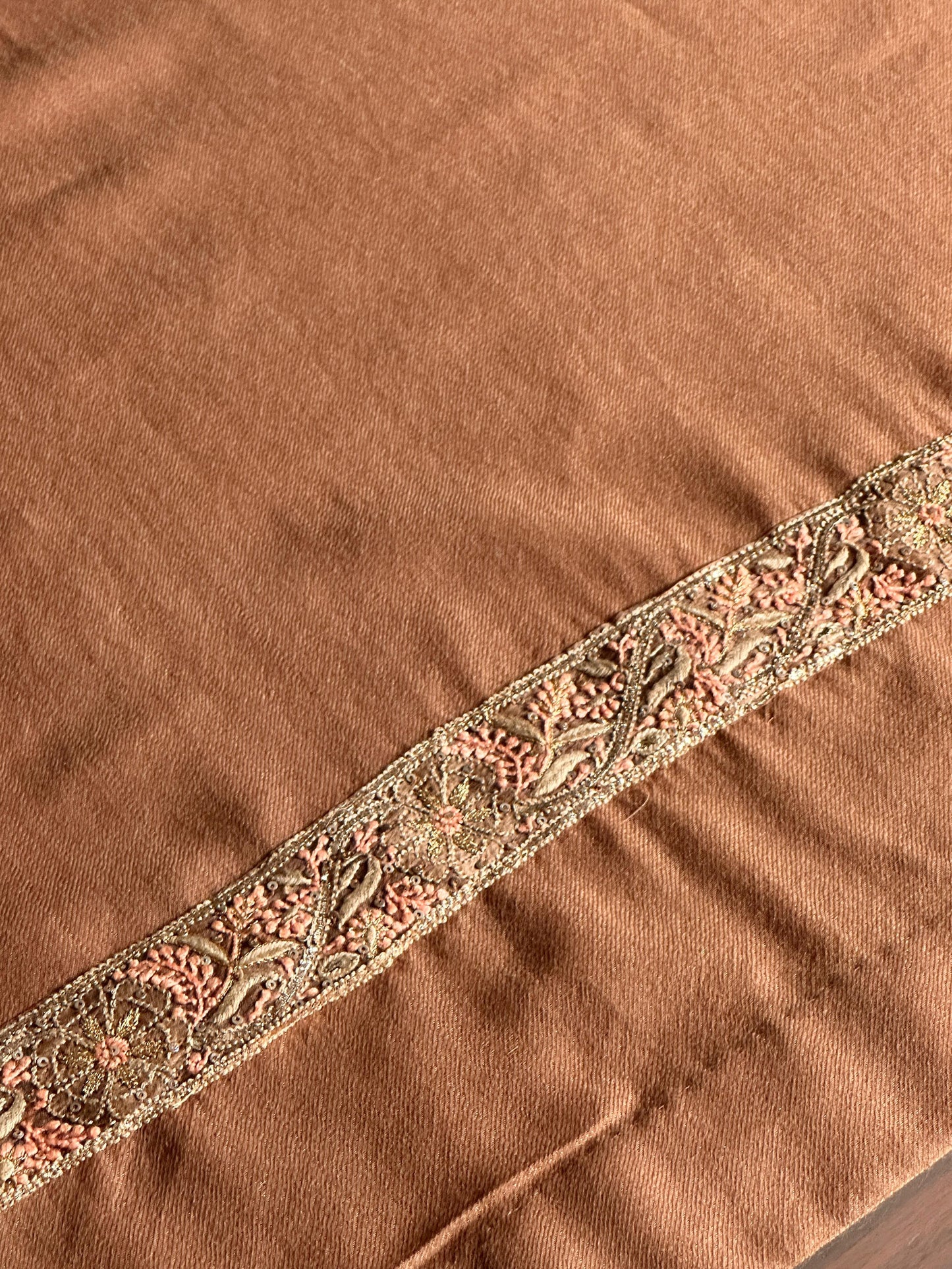 Clay Brown Kashmiri Pashmina Phiran with Handcrafted Ari & Chikankari Embroidery