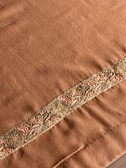 Clay Brown Kashmiri Pashmina Phiran with Handcrafted Ari & Chikankari Embroidery
