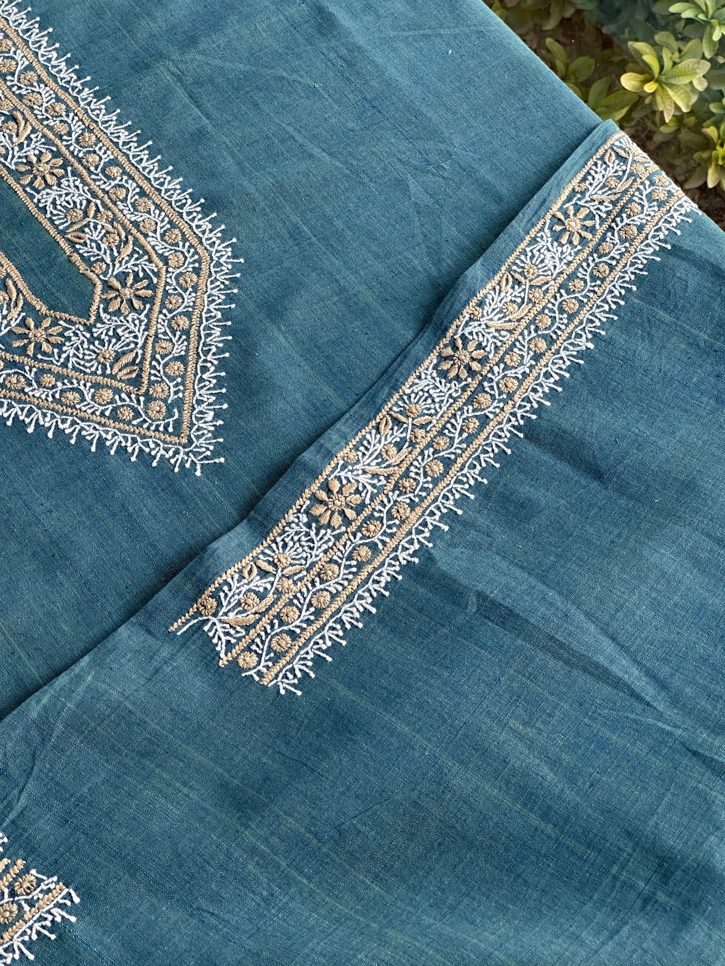 Teal Blue Malkha Handspun Khadi Kurtas Unisex Fabric