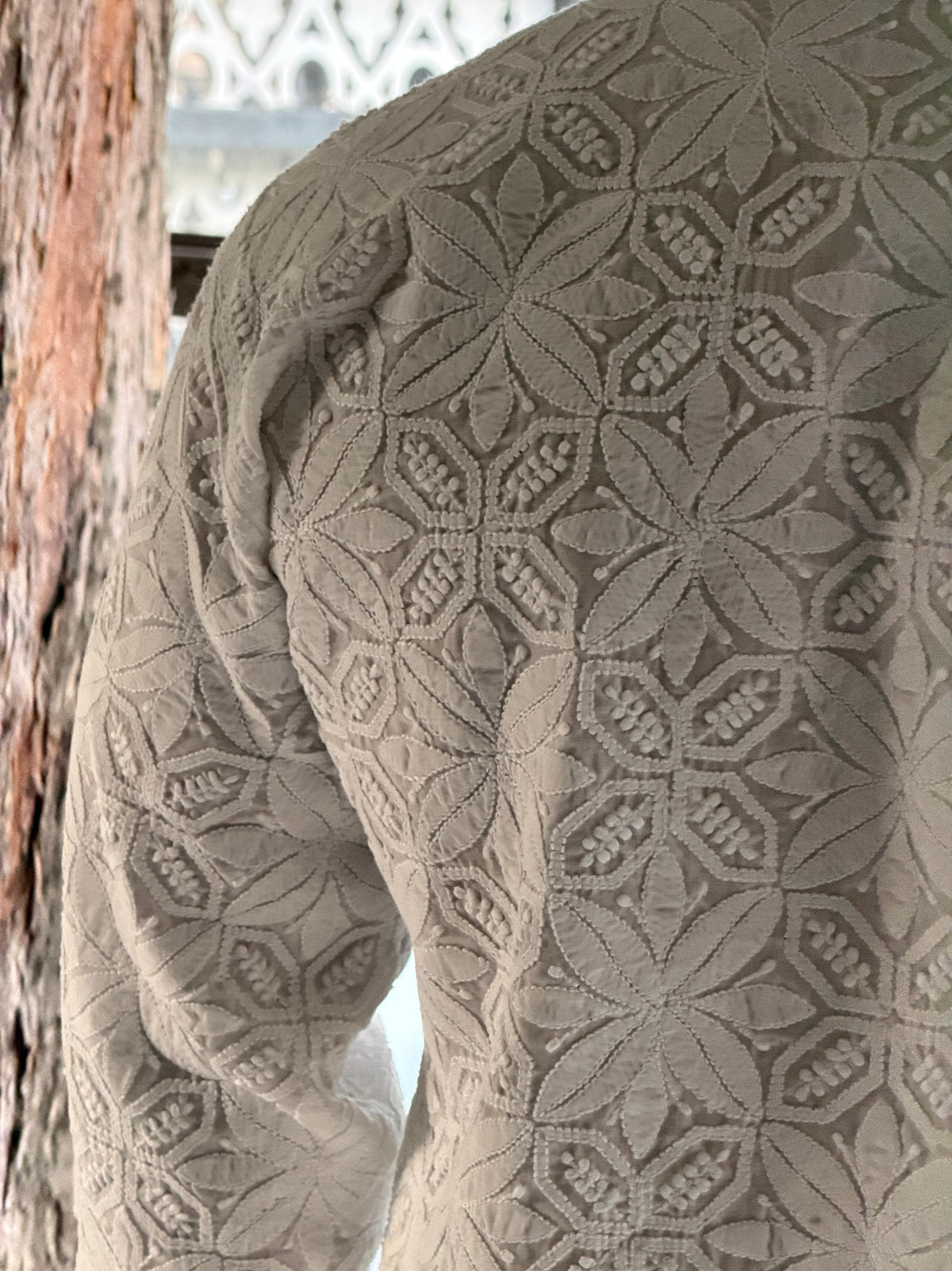 White Cotton Chikankari Men's Kurta