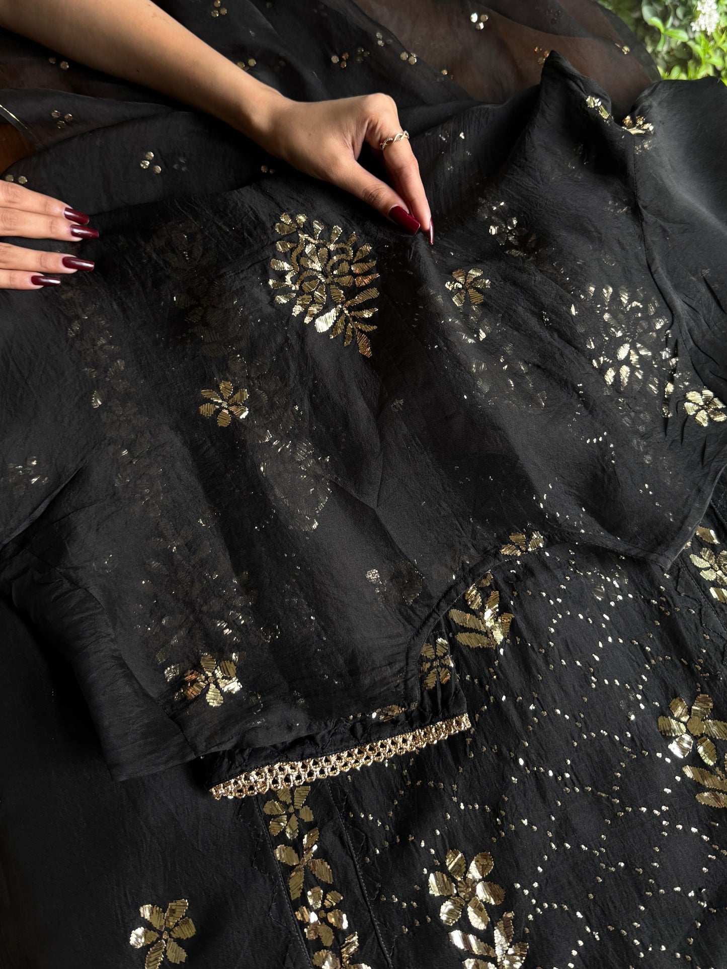 Noor Organza Mukaish Applique Kurta Set