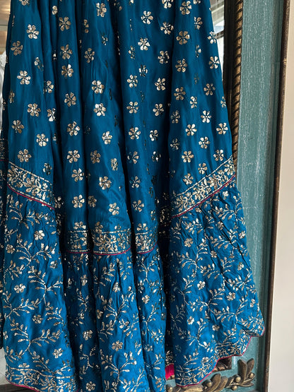 Prussian Blue RTW Mukaish Lucknowi Gharara Set