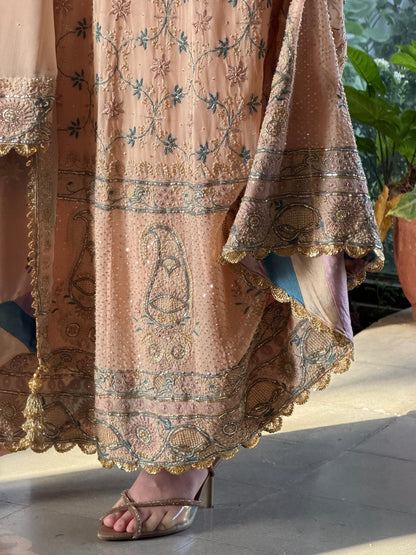 Tukdi Multi Colour Pure Georgette Chikankari Anarkali