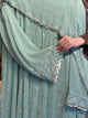 Cement Green Sequinned Georgette Chikankari Anarkali