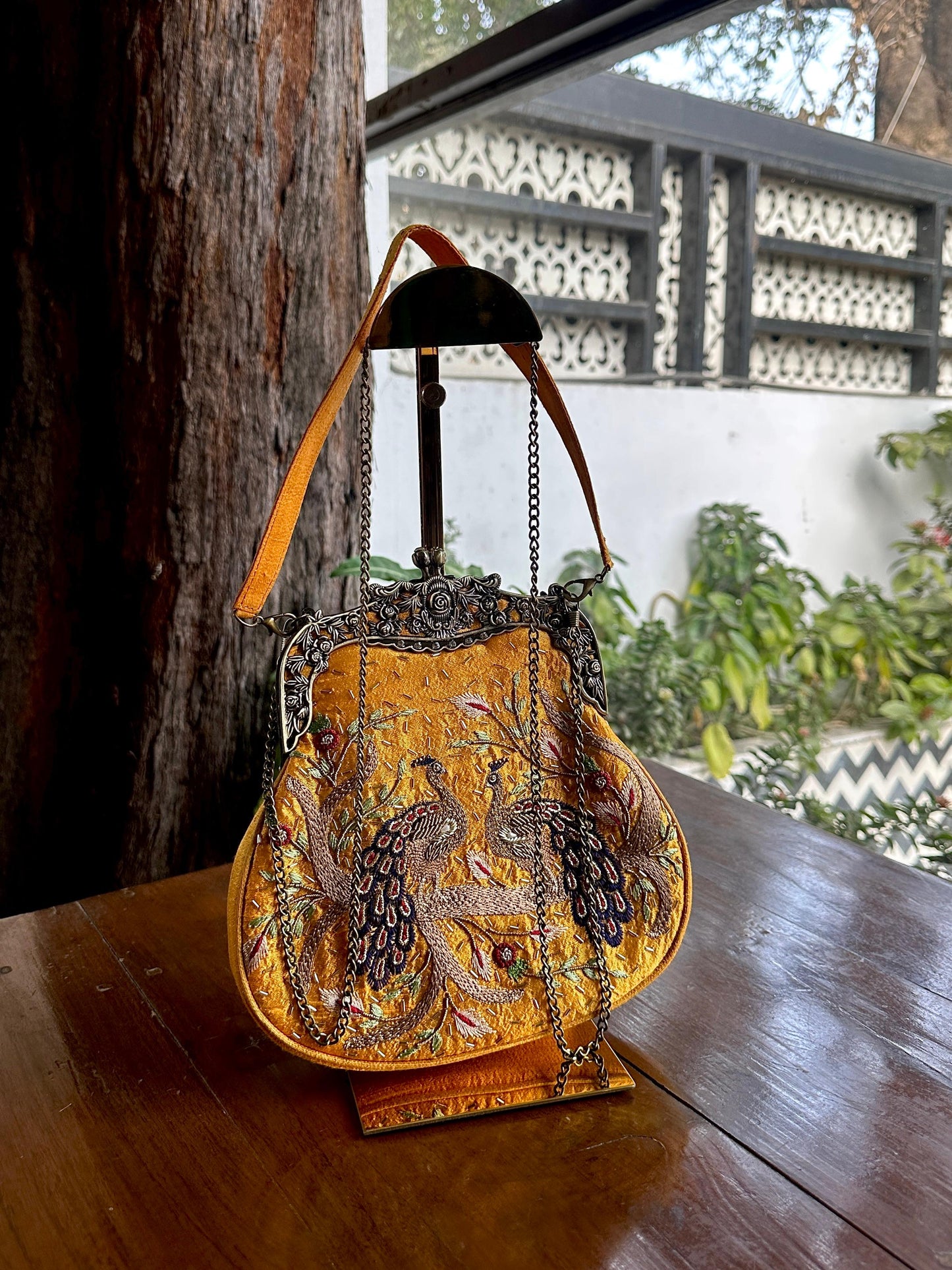 Mango Yellow | Vintage Ari Mukaish Sling Bags