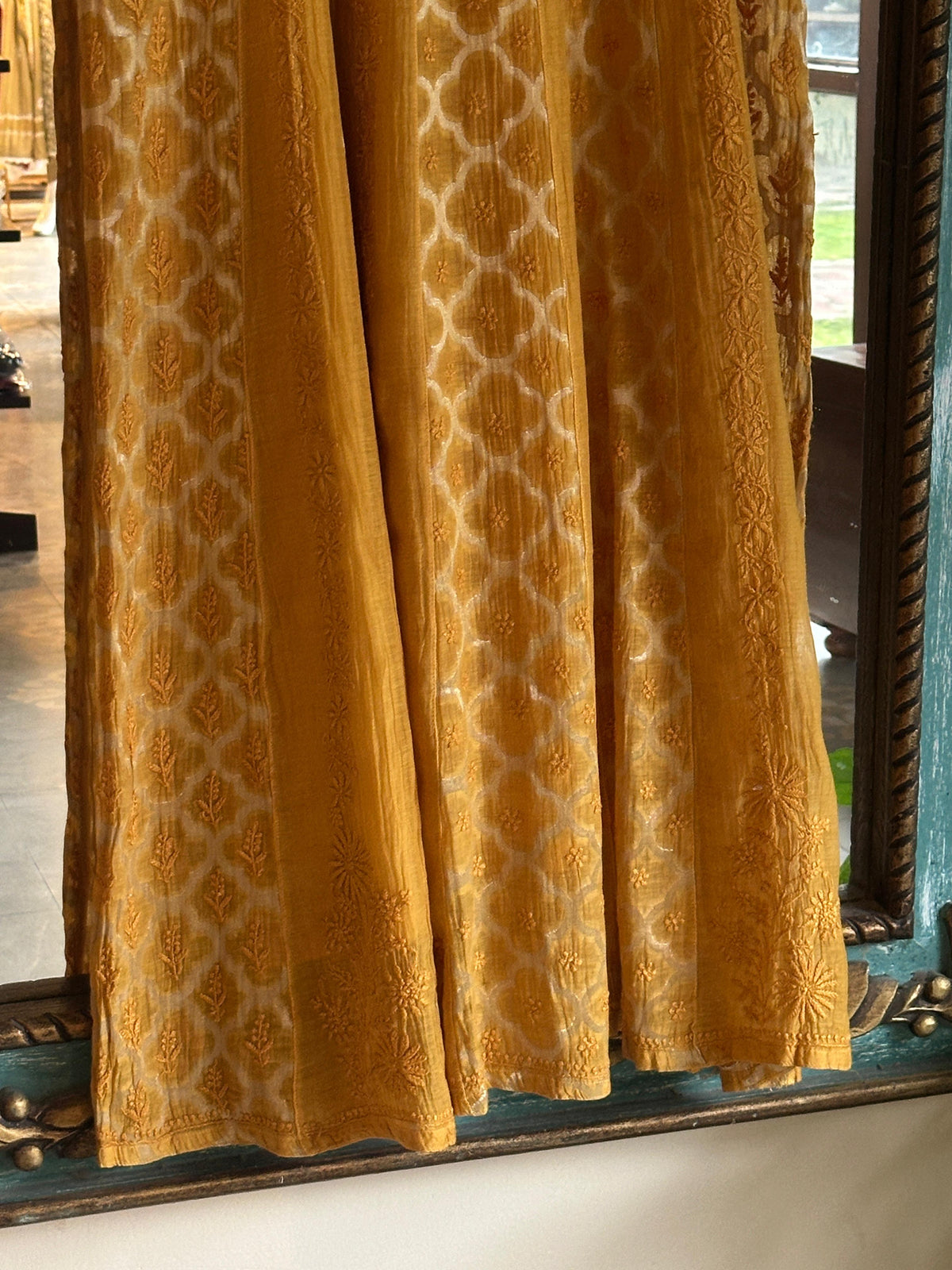 Yellow Shade Zari Chanderi Chikankari Ready to Wear Tunics