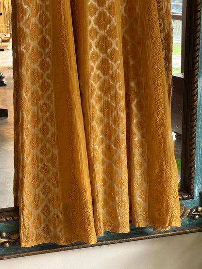 Yellow Shade Zari Chanderi Chikankari Ready to Wear Tunics