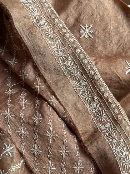 Mustard Moonga Silk Chikankari Men’s Kurta Fabrics