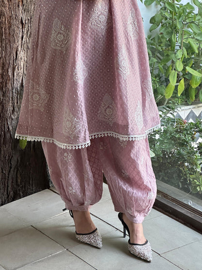 Dusty Lavender Jacquard Sequins Chikankari Co-Ord Set