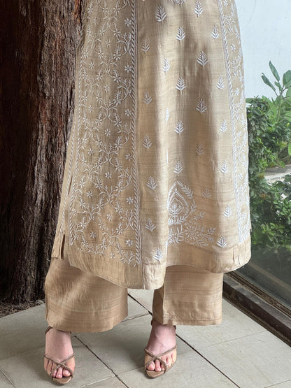 Natural Beige Chikankari Ready to Wear Kurta