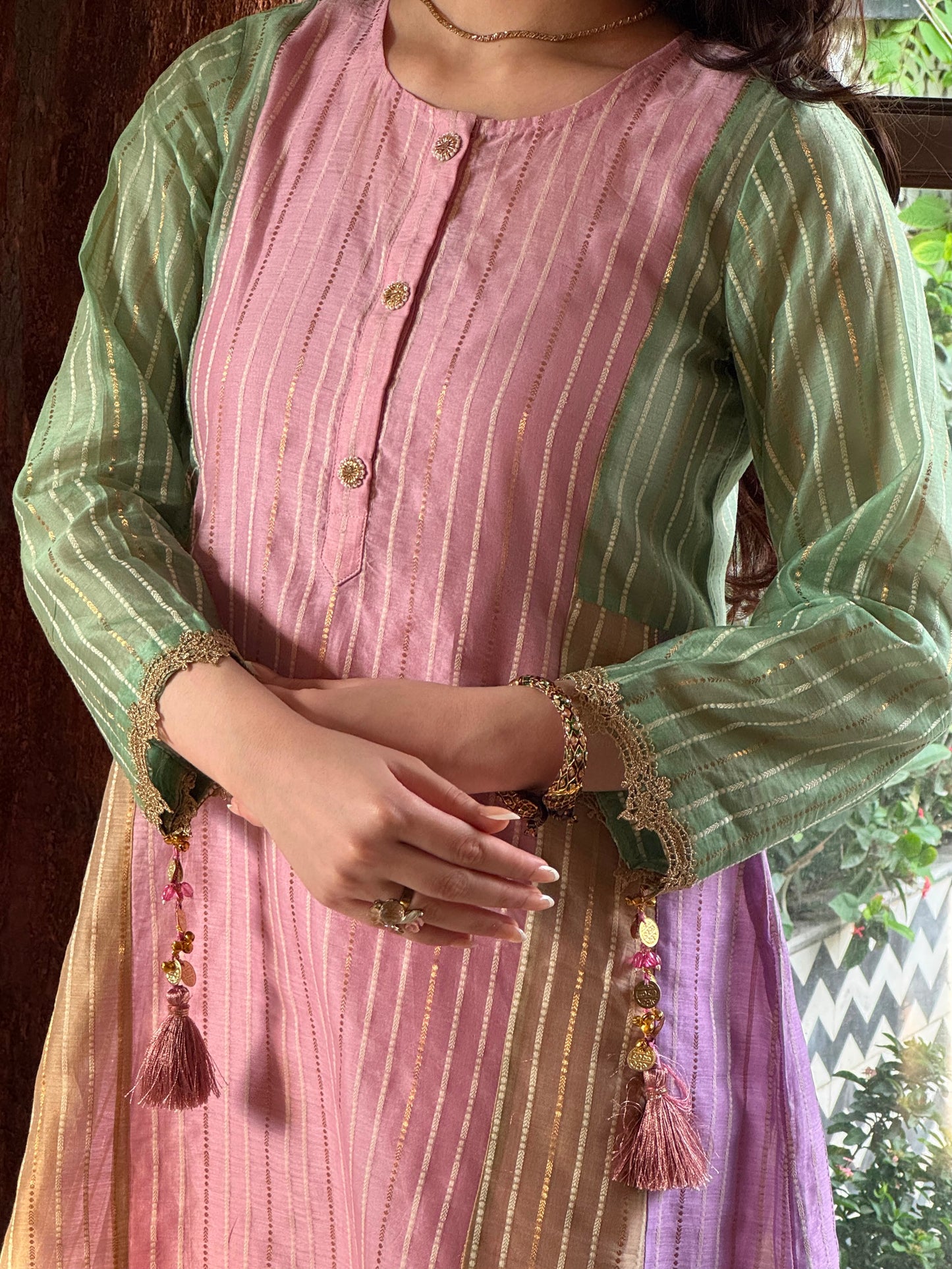 Multi Shade Kalidar Handloom Chikankari Farshi Sets