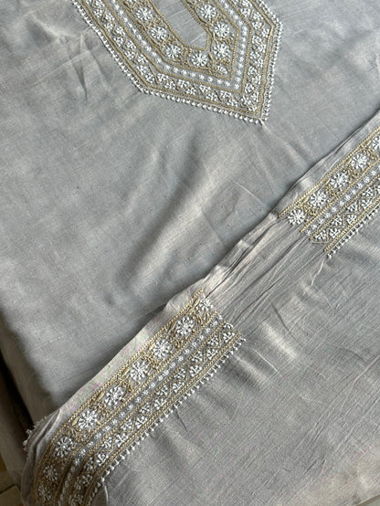 Grey Malkha Handspun Khadi Kurtas Unisex Fabric