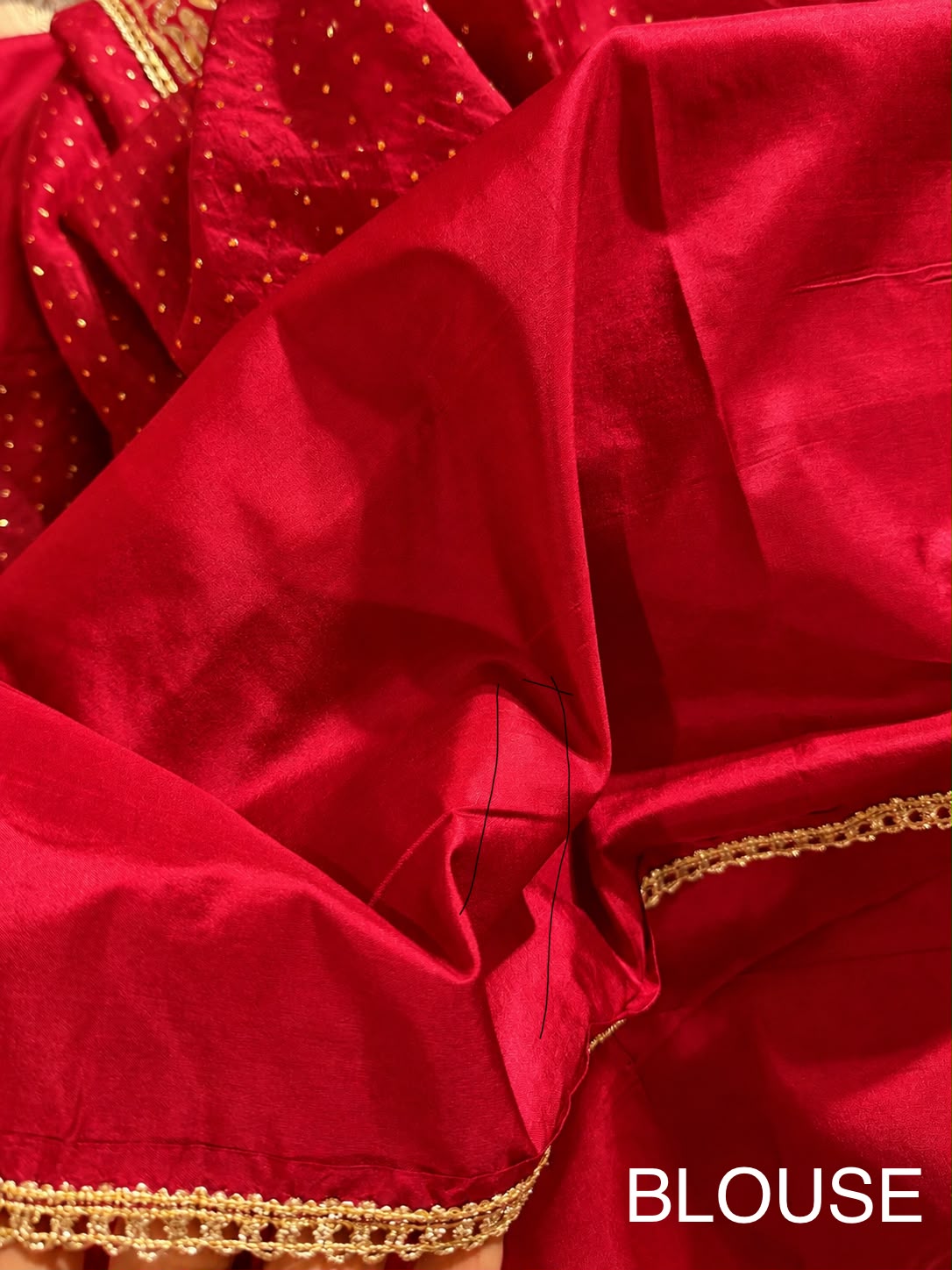 Red Shade Mukaish Lakh Dana Saree With Blouse